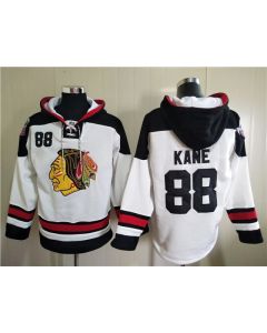 Men's Chicago Blackhawks #88 Patrick Kane White Ageless Must-Have Lace-Up Pullover Hoodie