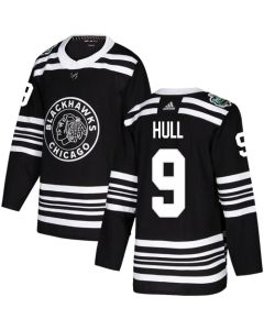 Men's Chicago Blackhawks #9 Bobby Hull Black 2019 Winter Classic Stitched NHL Jersey