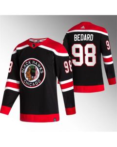 Men's Chicago Blackhawks #98 Connor Bedard Black Stitched Hockey Jersey