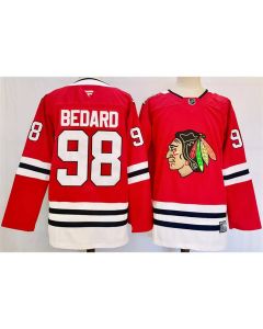 Men's Chicago Blackhawks #98 Connor Bedard Red 2024-25 Stitched Hockey Jersey