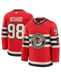 Men's Chicago Blackhawks #98 Connor Bedard Red 2024-25 Winter Classic Stitched Hockey Jersey