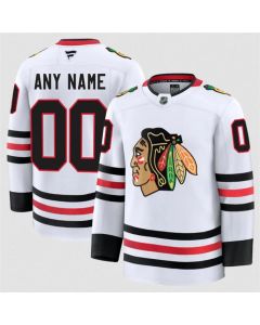 Men's Chicago Blackhawks Active Player Custom White 2024-25 Away Stitched Hockey Jersey (White)