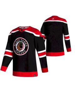 Men's Chicago Blackhawks Blank 2020-21 Black Reverse Retro Stitched Jersey