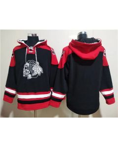 Men's Chicago Blackhawks Blank Black Ageless Must-Have Lace-Up Pullover Hoodie