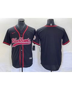 Men's Chicago Blackhawks Blank Black Cool Base Stitched Baseball Jersey
