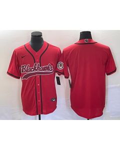 Men's Chicago Blackhawks Blank Red Cool Base Stitched Baseball Jersey