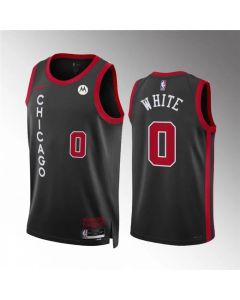 Men's Chicago Bulls #0 Coby White Black 2023/24 City Edition Stitched Basketball Jersey