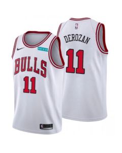 Men's Chicago Bulls #11 DeMar DeRozan White Swingman Stitched Basketball Jersey