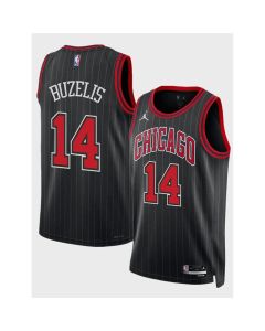 Men's Chicago Bulls #14 Matas Buzelis Black 2024 Draft Statement Edition Stitched Basketball Jersey