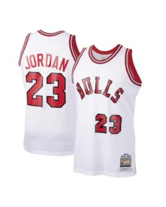 Men's Chicago Bulls #23 Michael Jordan 1984-85 White Throwback Stitched Jersey