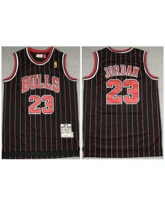 Men's Chicago Bulls #23 Michael Jordan 1996-1997 Black&Red Throwback Stitched Jersey