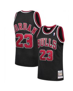 Men's Chicago Bulls #23 Michael Jordan Black 1997-98 Throwback Stitched Jersey (Black)