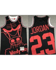 Men's Chicago Bulls #23 Michael Jordan Black Big face Stitched Jersey