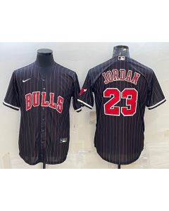 Men's Chicago Bulls #23 Michael Jordan Black Cool Base Stitched Baseball Jersey