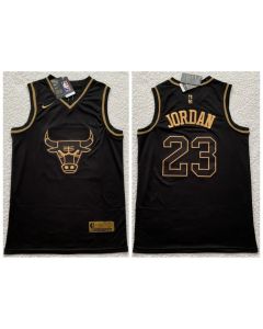 Men's Chicago Bulls #23 Michael Jordan Black Gold Edition Stitched Jersey (Black Gold)
