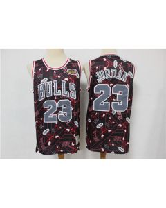 Men's Chicago Bulls #23 Michael Jordan Black&Red ear Up Pack Hardwood Classics NBA Finals Patch Stitched Jersey