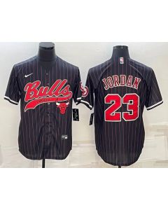 Men's Chicago Bulls #23 Michael Jordan Black With Patch Cool Base Stitched Baseball Jersey