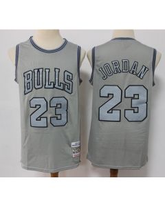Men's Chicago Bulls #23 Michael Jordan Grey Throwback Stitched Basketball Jersey