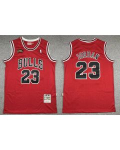 Men's Chicago Bulls #23 Michael Jordan Red 1997-98 Finals Throwback Stitched Jersey