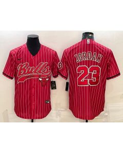 Men's Chicago Bulls #23 Michael Jordan Red Cool Base Stitched Baseball Jersey