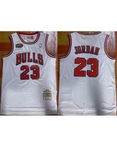 Men's Chicago Bulls #23 Michael Jordan White 1997-98 NBA Finals Stitched Jersey
