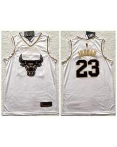 Men's Chicago Bulls #23 Michael Jordan White Gold Edition Stitched Jersey