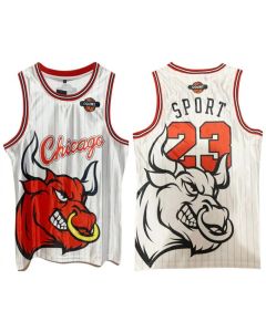 Men's Chicago Bulls #23 Michael Jordan White Print Basketball Jersey