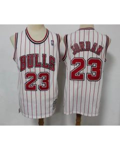 Men's Chicago Bulls #23 Michael Jordan white red stripes 1996-97 throwback Stitched Jersey