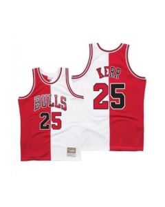 Men's Chicago Bulls #25 Steve Kerr White/Red Throwback Stitched Jersey