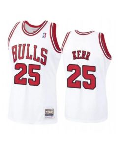 Men's Chicago Bulls #25 Steve Kerr White Throwback Stitched Jersey
