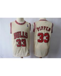 Men's Chicago Bulls #33 Scottie Pippen Cream Hardwood Classics Stitched Jersey
