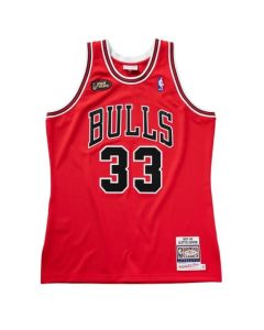 Men's Chicago Bulls #33 Scottie Pippen Red 1997-98 Finals Throwback Stitched Basketball Jersey