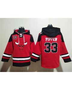 Men's Chicago Bulls #33 Scottie Pippen Red/Black Ageless Must-Have Lace-Up Pullover Hoodie