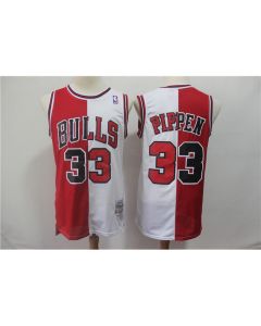 Men's Chicago Bulls #33 Scottie Pippen Red White Split 1997/98 Hardwood Classics Stitched NBA Jersey
