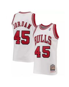 Men's Chicago Bulls #45 Michael Jordan White/Red 1994-95 Throwback Stitched Basketball Jersey