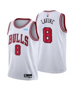 Men's Chicago Bulls #8 Zach LaVine 75th Anniversary White Swingman Stitched Basketball Jersey