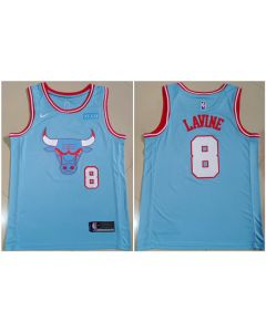 Men's Chicago Bulls #8 Zach LaVine Light Blue Stitched Basketball Jersey