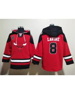 Men's Chicago Bulls #8 Zach LaVine Red/Black Ageless Must-Have Lace-Up Pullover Hoodie