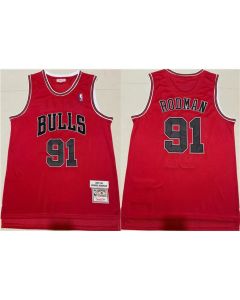Men's Chicago Bulls #91 Dennis Rodman 1997-98 Red Throwback Stitched Jersey (Red)