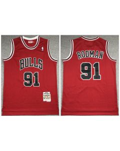 Men's Chicago Bulls #91 Dennis Rodman 1997-98 Red Throwback Stitched Jersey