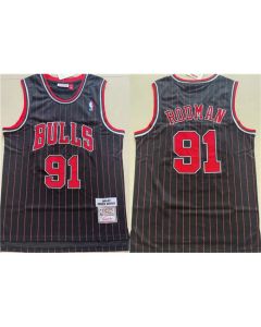 Men's Chicago Bulls #91 Dennis Rodman Black 1996-97 Throwback Stitched Jersey