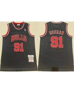 Men's Chicago Bulls #91 Dennis Rodman Black 1997-98 Throwback Stitched Jersey