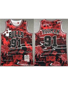 Men's Chicago Bulls #91 Dennis Rodman Black/Red Stitched Jersey