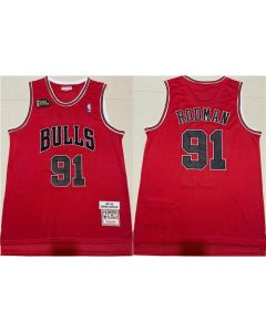 Men's Chicago Bulls #91 Dennis Rodman Red 1997-98 Throwback Stitched Jersey