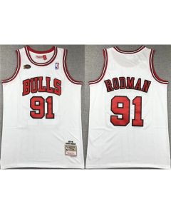 Men's Chicago Bulls #91 Dennis Rodman White 1997-98 Stitched Basketball Jersey