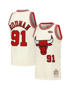 Men's Chicago Bulls #91 Dennis Rodman White Stitched Basketball Jersey