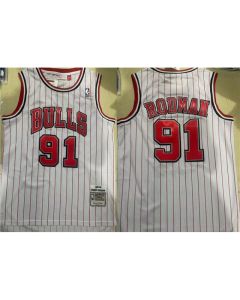 Men's Chicago Bulls #91 Dennis Rodman White Stitched Jersey