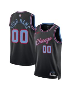 Men's Chicago Bulls Black 2025/26 City Edition Swingman Custom Jersey (Black)