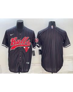 Men's Chicago Bulls Blank Black Cool Base Stitched Baseball Jersey