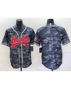 Men's Chicago Bulls Blank Gray Camo Cool Base Stitched Baseball Jersey